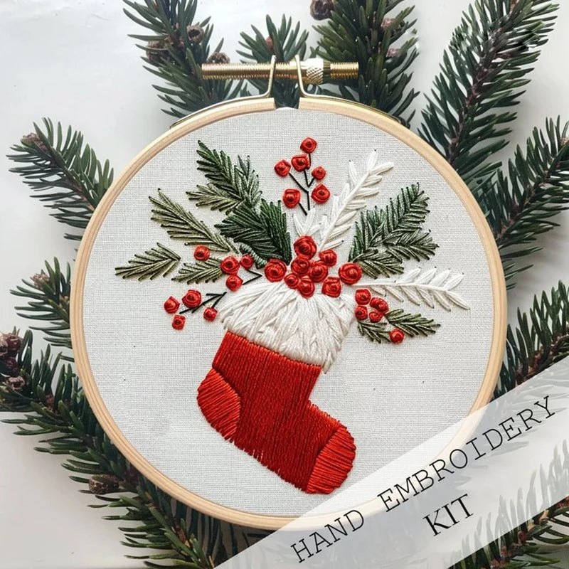 CraftHoop 4-Piece Cozy Christmas Embroidery Kit