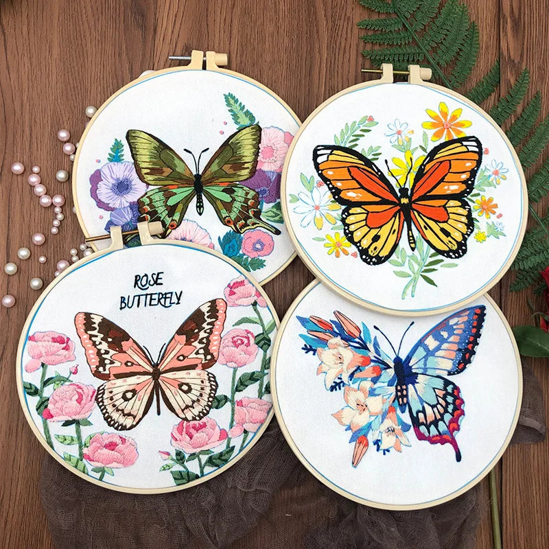 CraftHoop 4-Piece Charming Butterflies Embroidery Kit