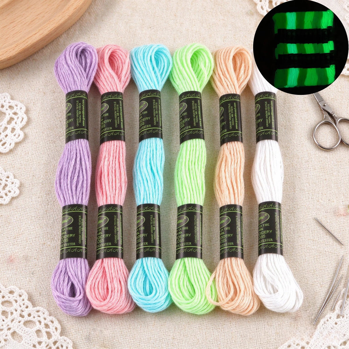 CraftHoop Glow-in-the-Dark Embroidery Thread Set