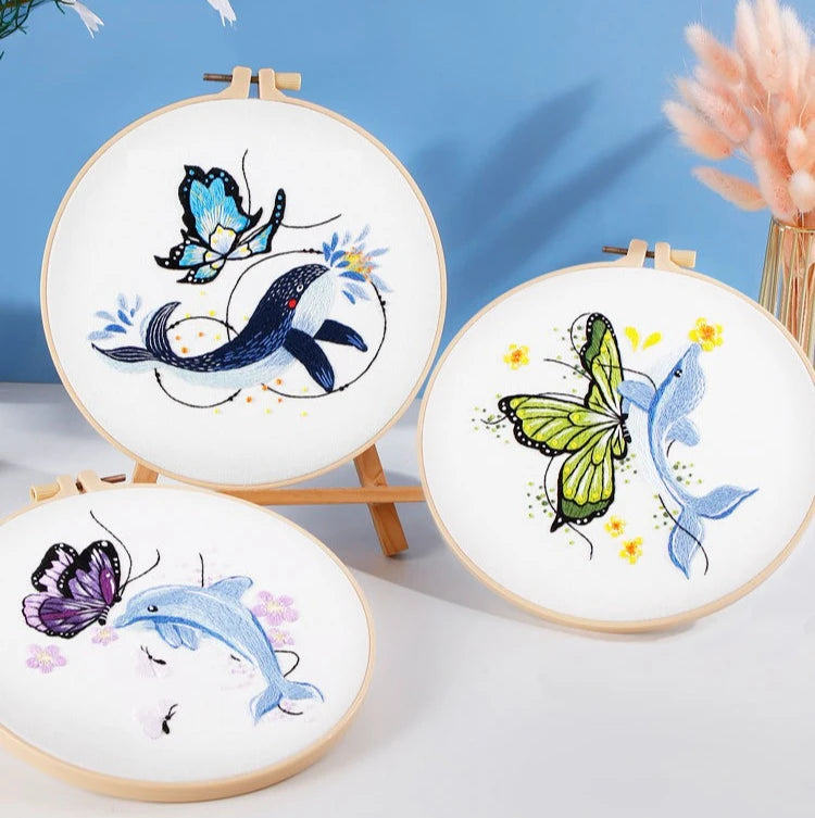CraftHoop Whales & Dolphins Embroidery Kit