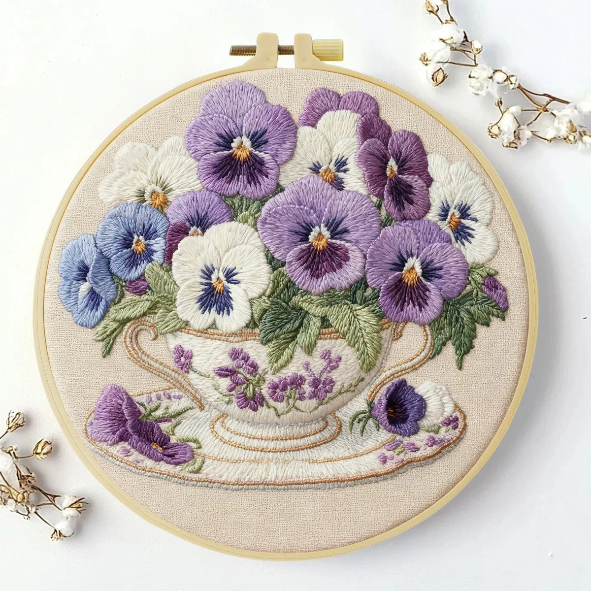 CraftHoop Pansy Tea Time Embroidery Kit