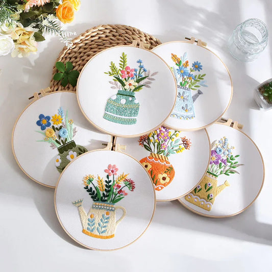 CraftHoop Blooming Vases Embroidery Kit