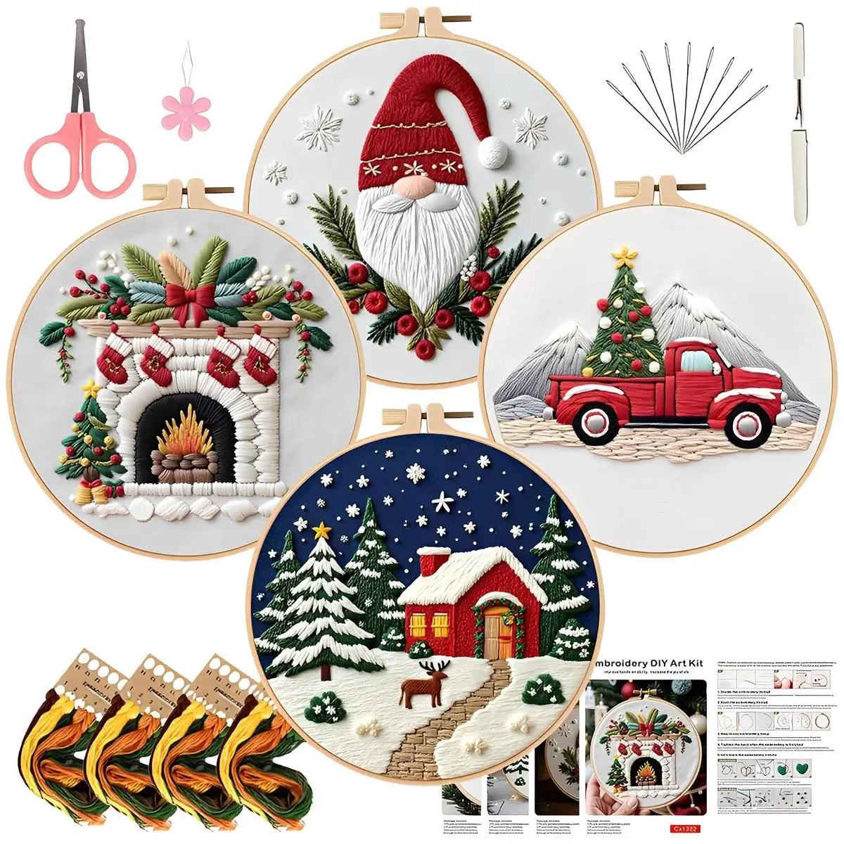 CraftHoop Christmas Charm 4-Piece Embroidery Kit