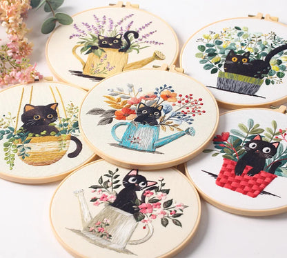 CraftHoop Blooming Cats Embroidery Kit