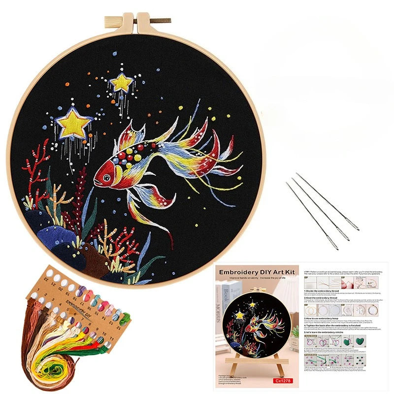 CraftHoop Starry Goldfish Embroidery Kit
