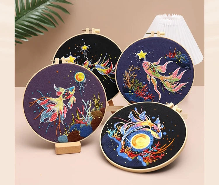 CraftHoop Starry Goldfish Embroidery Kit