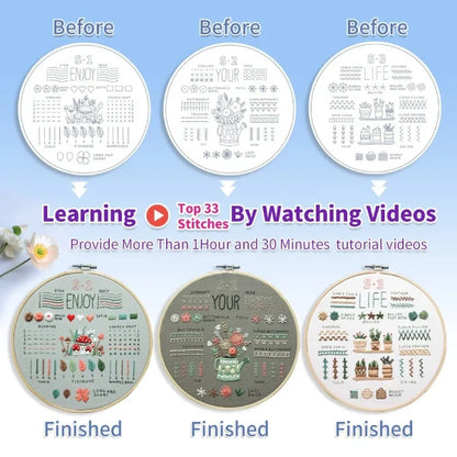 CraftHoop Beginner Embroidery Learning Sets-5 Options
