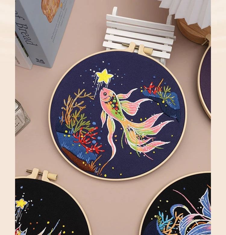CraftHoop Starry Goldfish Embroidery Kit