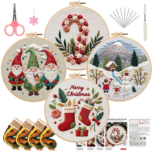 CraftHoop Christmas Charm 4-Piece Embroidery Kit