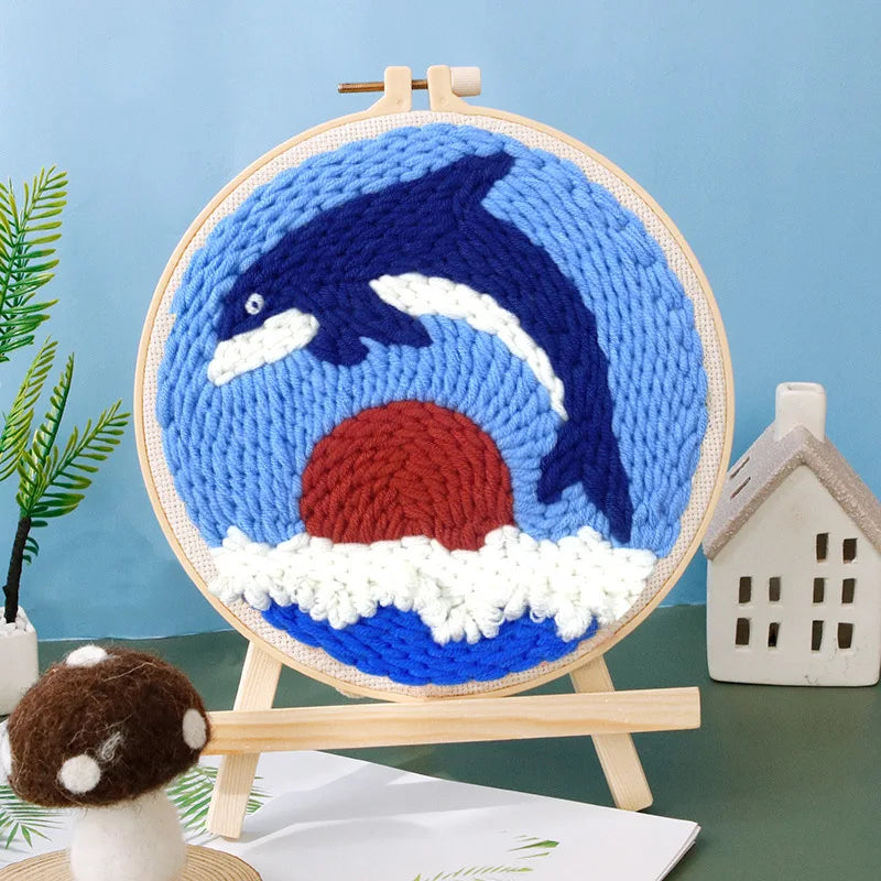 CraftHoop blue whale and ocean wave embroidery kit - Ideal DIY project for crafting enthusiasts