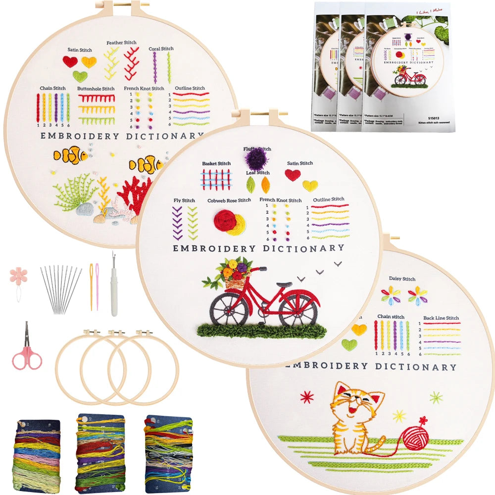 CraftHoop 3-Piece Embroidery Dictionary for Kids & Beginners