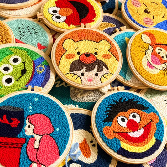 CraftHoop collection of cartoon character embroidery designs - Fun and colorful DIY projects for all ages