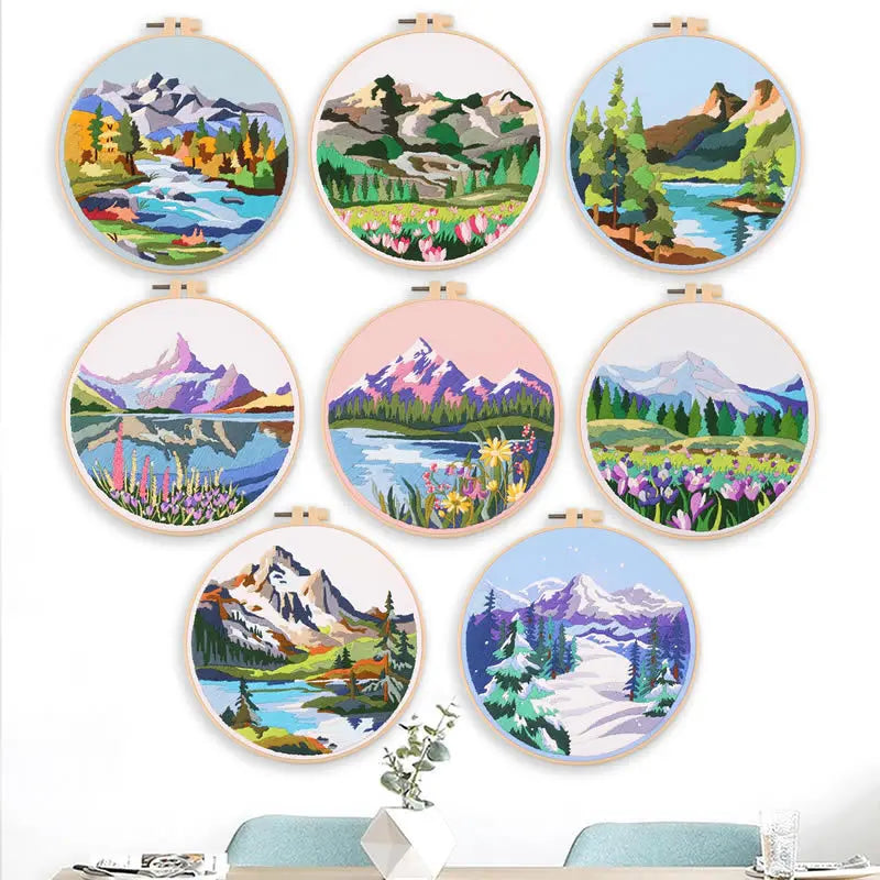 CraftHoop set of scenic landscape embroidery kits - Perfect for creating peaceful and detailed needlework