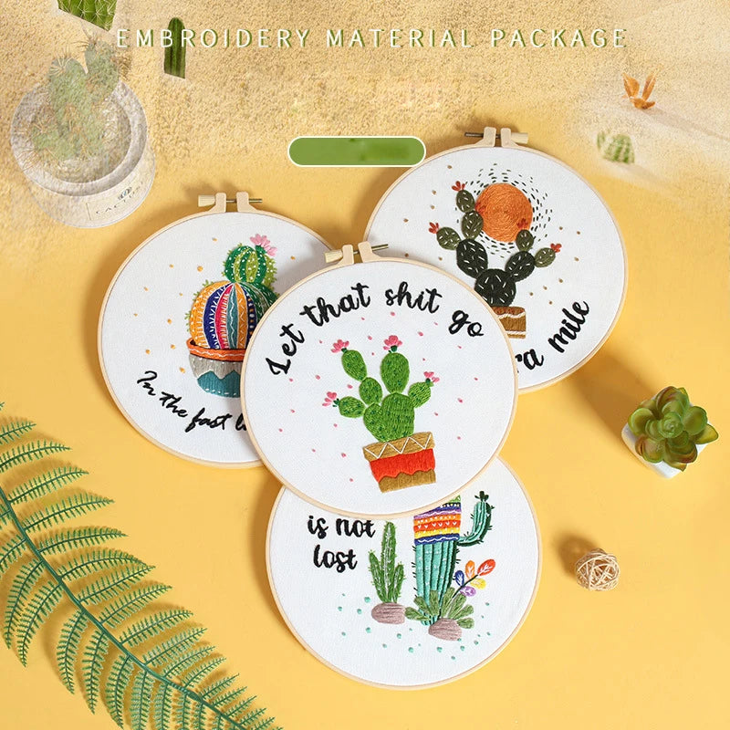 CraftHoop Funny Cactus Embroidery Kit