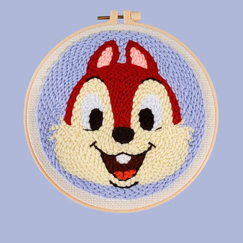 CraftHoop red cartoon character embroidery on purple fabric - Cute and engaging needlework kit