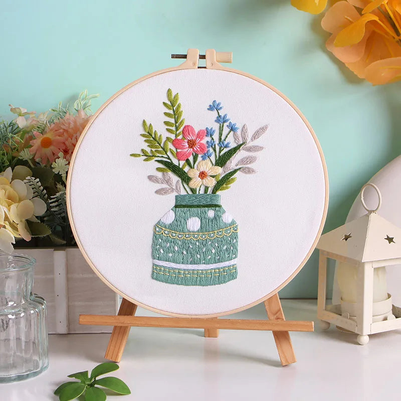 CraftHoop Blooming Vases 3-Piece Embroidery Kit Set