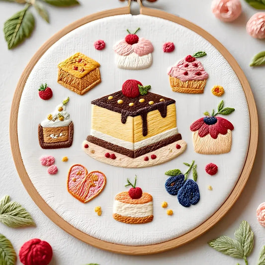 CraftHoop French Patisserie Desserts Embroidery Kit
