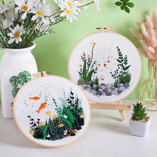 CraftHoop Fish Garden Embroidery Kit