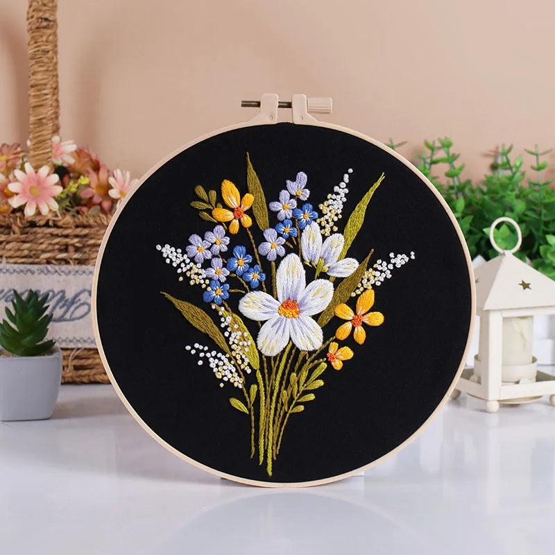 2038893 CraftHoop Spring Bloom 3-Piece Embroidery Kit Set