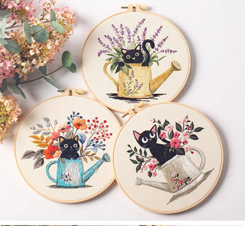 CraftHoop Blooming Cats Embroidery Kit