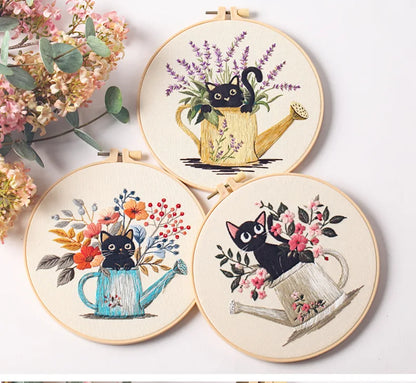 CraftHoop Blooming Cats Embroidery Kit