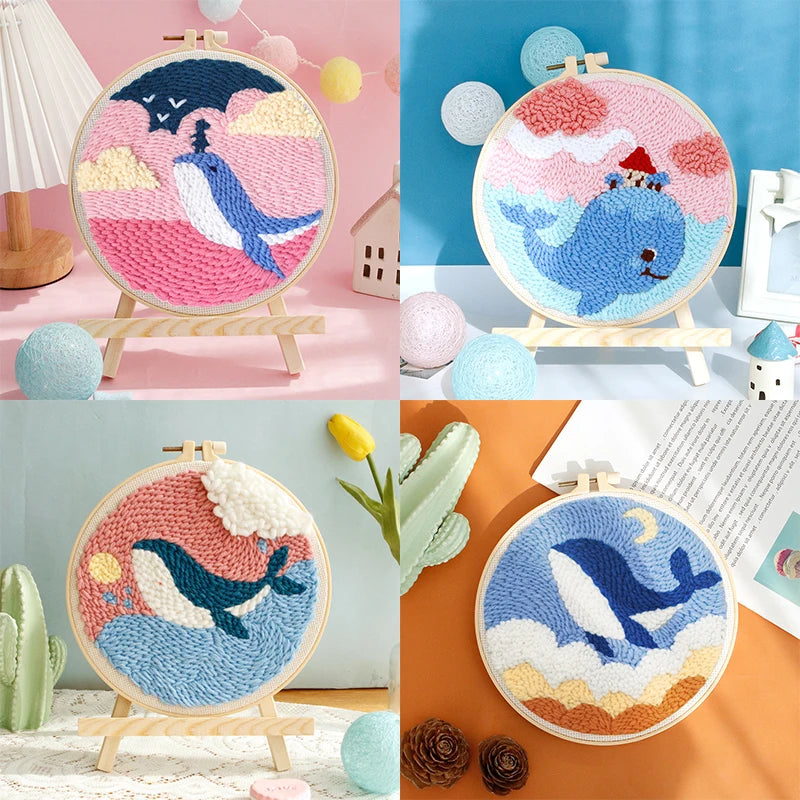 CraftHoop set of whale embroidery designs - Creative and colorful DIY sewing kits