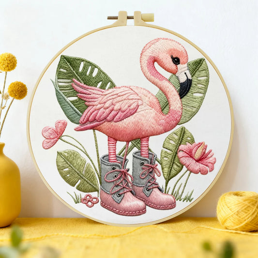 CraftHoop Fancy Flamingo Embroidery Kit