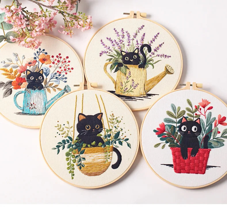 CraftHoop Blooming Cats Embroidery Kit