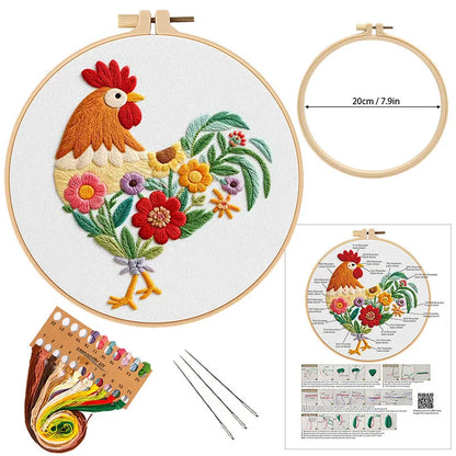 CraftHoop Floral Rooster Embroidery Kit
