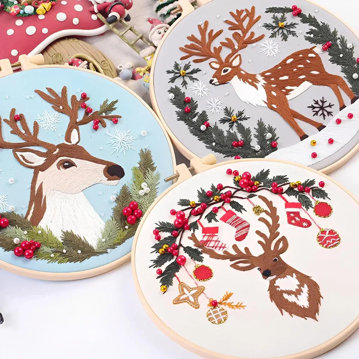 CraftHoop Magical Christmas Deer Embroidery Kit