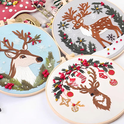 CraftHoop Magical Christmas Deer Embroidery Kit