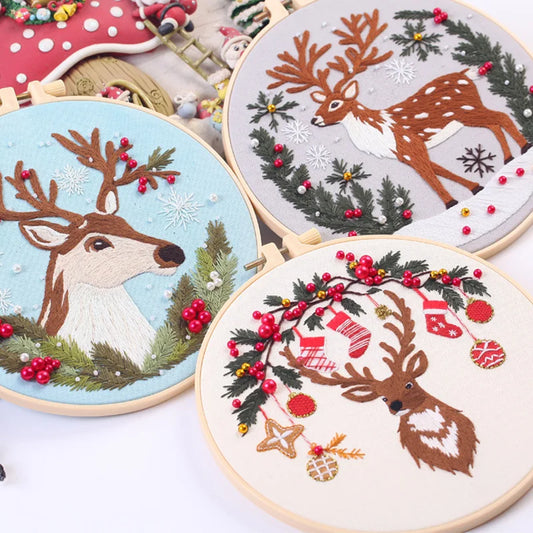 CraftHoop Magical Christmas Deer Embroidery Kit