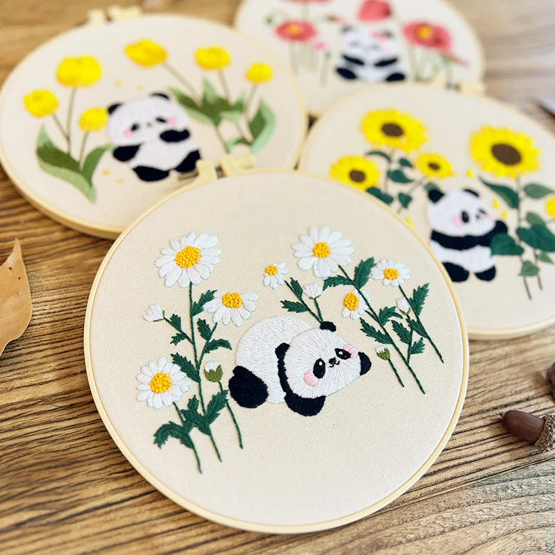 CraftHoop Sweet Panda Embroidery Kit