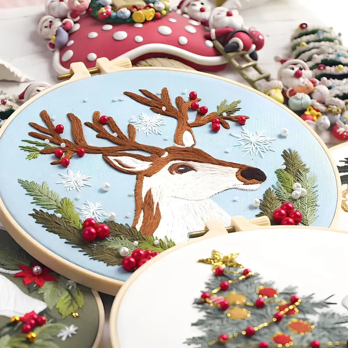 CraftHoop Magical Christmas Deer Embroidery Kit