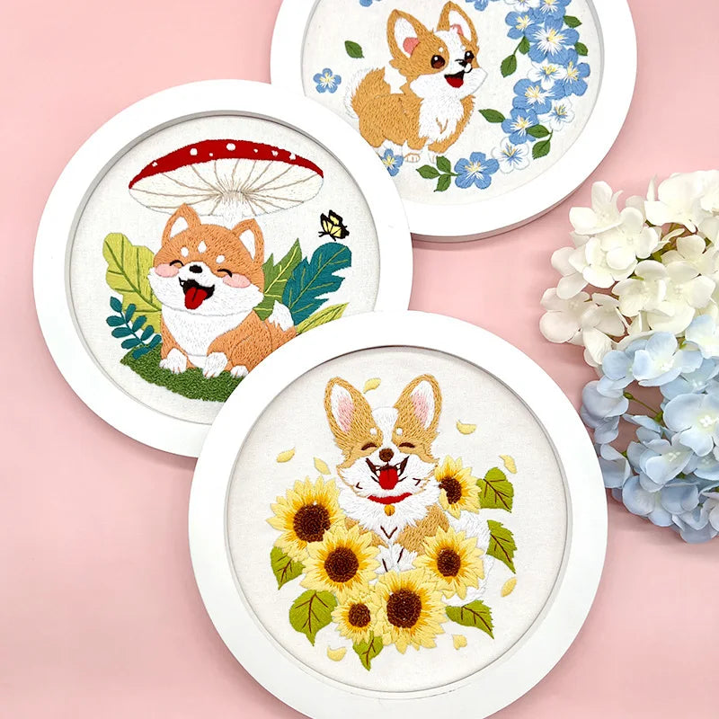 CraftHoop Corgi Joy Embroidery Kit