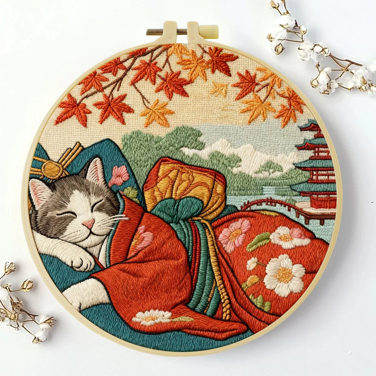 CraftHoop Japanese Cats Embroidery Kits