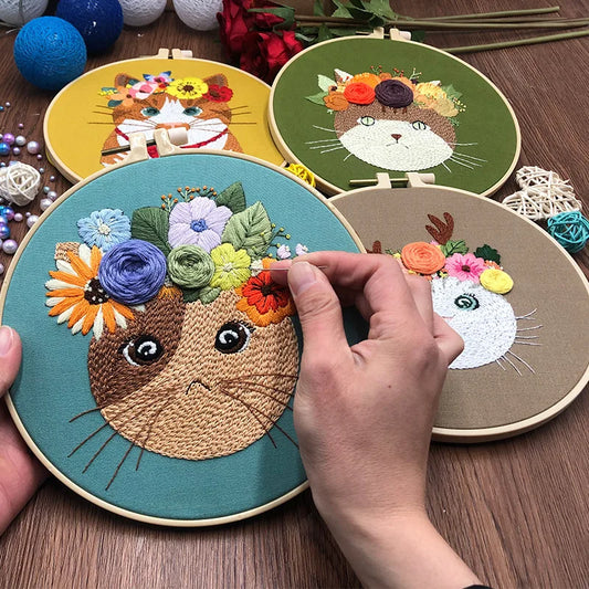 CraftHoop animal embroidery kit in progress - Fun and creative DIY project for all ages