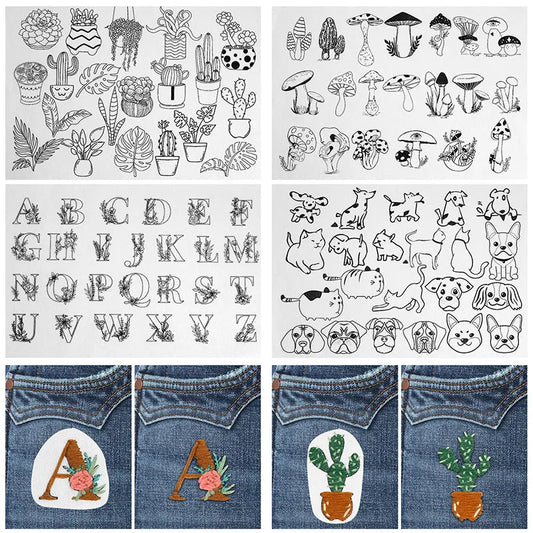 4-Sheet Water-Soluble Patterned Embroidery Templates