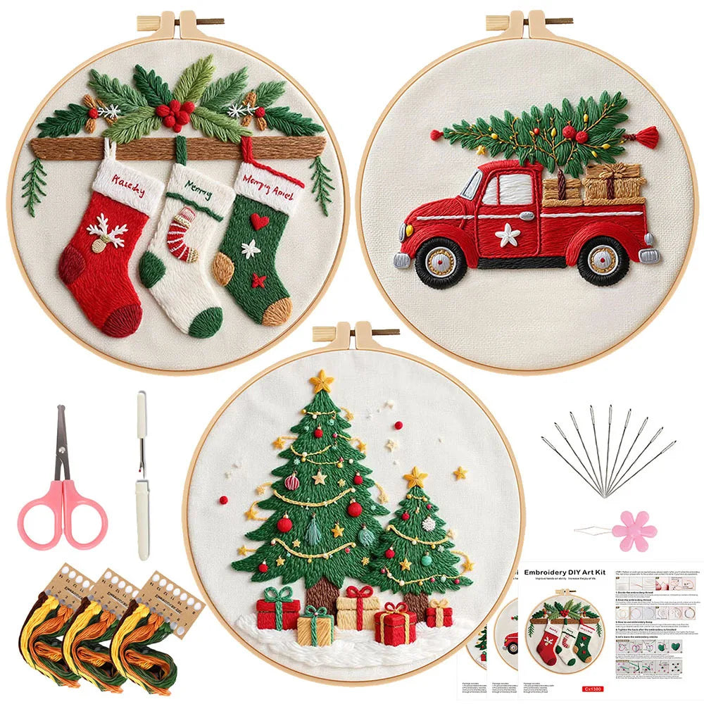 CraftHoop 3-Set Winter Joy Embroidery Kit
