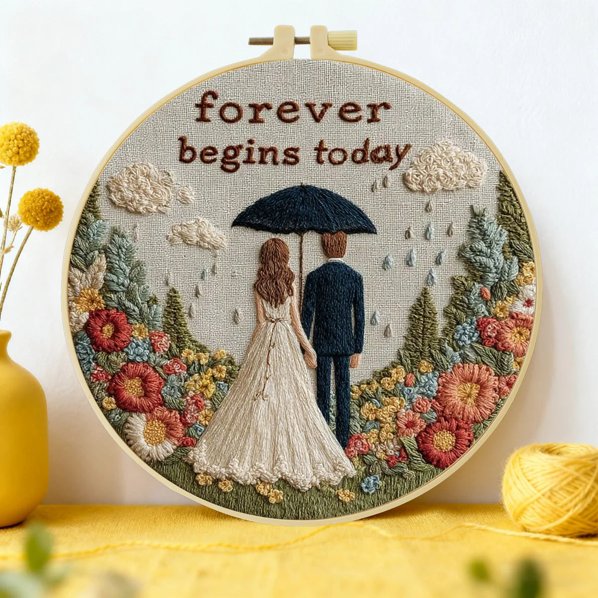 CraftHoop Wedding Love Story Embroidery Kit
