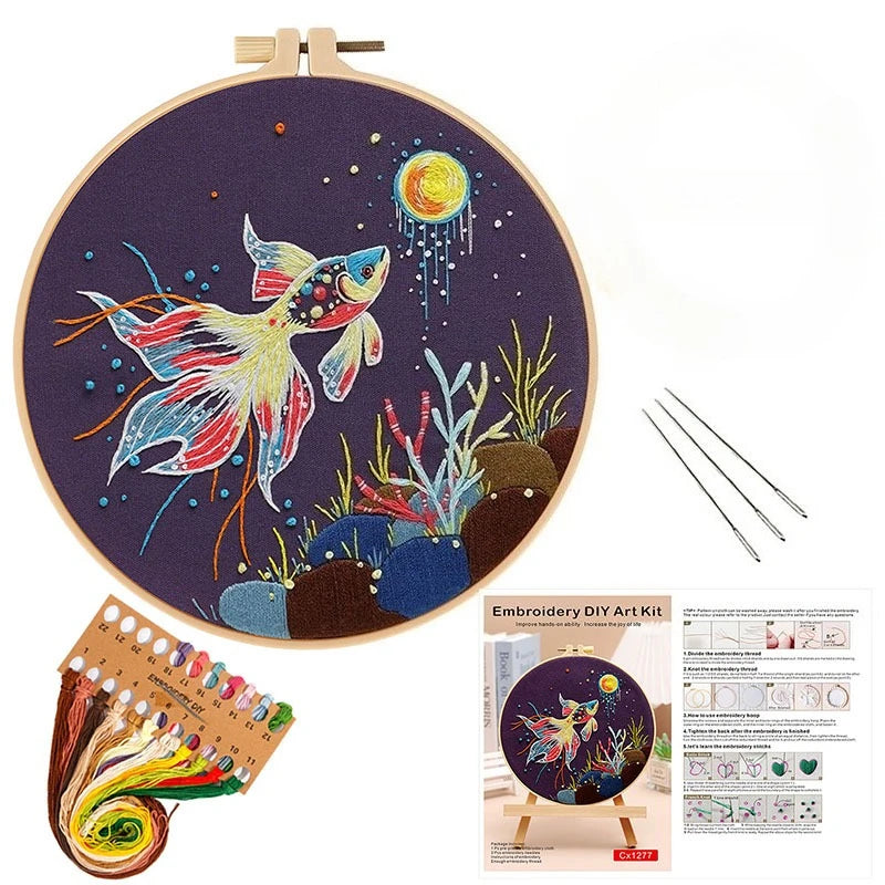 CraftHoop Starry Goldfish Embroidery Kit