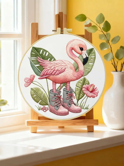 CraftHoop Fancy Flamingo Embroidery Kit