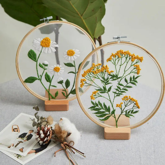 CraftHoop set of floral embroidery designs in wooden hoops - Elegant and creative DIY projects