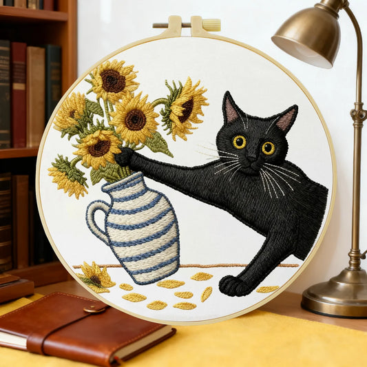 CraftHoop Playful Cat Embroidery Kit