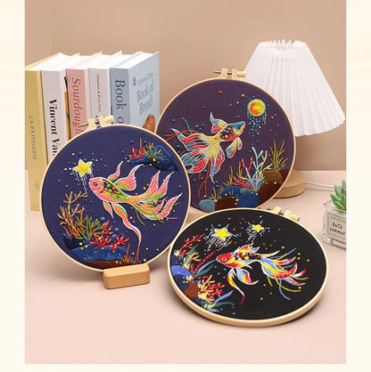 CraftHoop Starry Goldfish Embroidery Kit