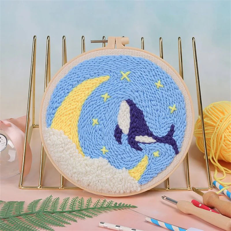 CraftHoop unique crescent moon and starry sky embroidery hoop - Perfect for crafting and sewing