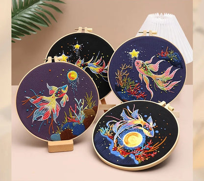 CraftHoop Starry Goldfish Embroidery Kit