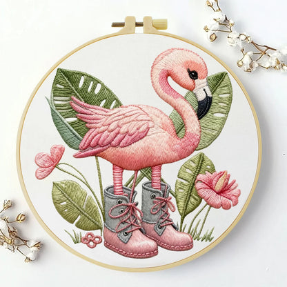 CraftHoop Fancy Flamingo Embroidery Kit