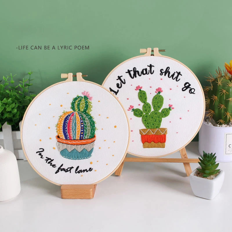 CraftHoop Funny Cactus Embroidery Kit