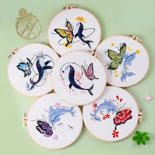 CraftHoop Whales & Dolphins Embroidery Kit